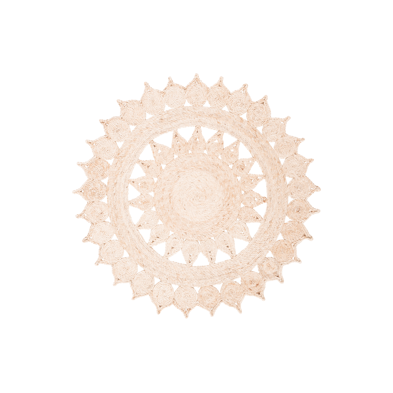 Round Teardrops Jute Rug